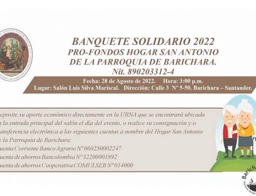 Banquete solidario 2022 pro-fondos Hogar San Antonio de la Parroquia de Barichara